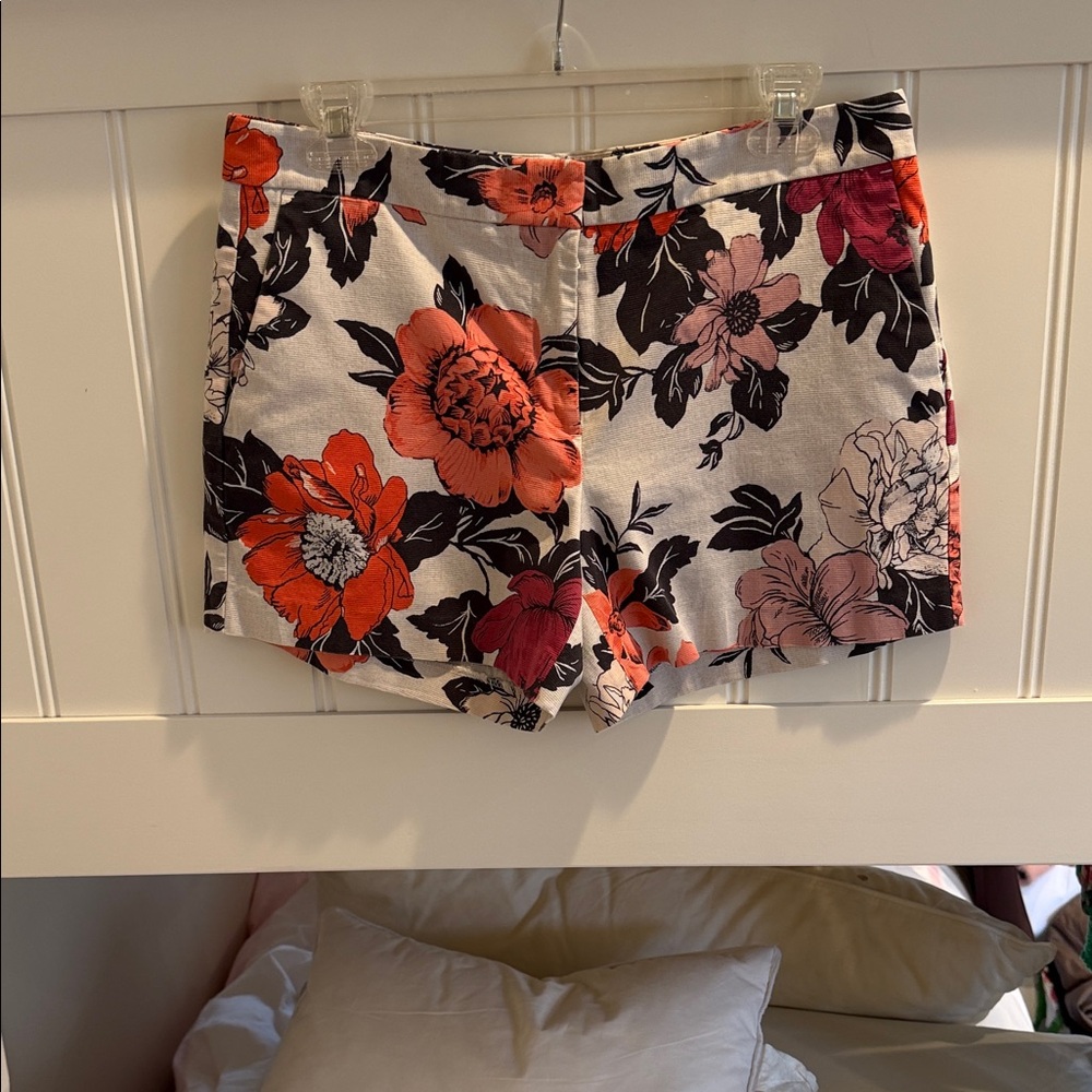 Ann Taylor High Waist Floral Shorts - Orange and Black